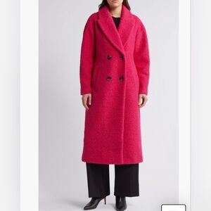 New BCBG hot pink boucle long coat bright sexy modern designer size XXL 2X XXL